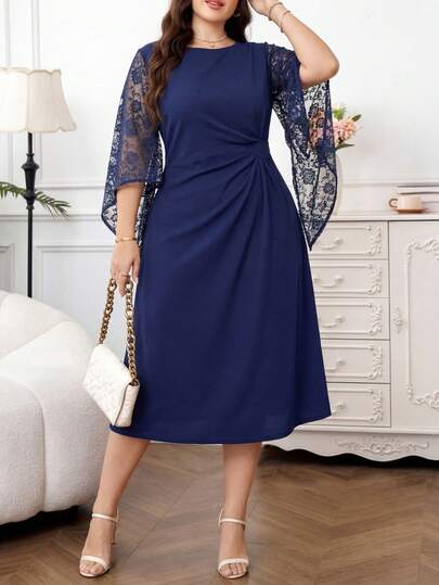 Reflora Plus Size Elegant Solid Color Lace Patchwork Dress Summer,Spring,Summer Outfits ,Summer Clothes,Summer Holiday Outfits,Spring Outfit Women,Spring Clothing,Spring Women,Summer Dress,Spring Dress, Elegant Dresses For Women ,Elegant Dress For Women,Elegant Dresses,Elegant Dresses For Party ,Elegant Long Dress Luxury Evening Dresses For Women,Luxury Women's Jalabiya,Luxury Evening Dress For Women ,Luxury Evening Dresses For Weddings,Luxury Women's Abaya Summer Dress,Spring Dress,Wedding Guest Dress For Women ,Wedding Party Dress,Wedding Guest Dress,Luxury Evening Dresses For Weddings ,Bridesmaid Dress,Wedding Guest Dresses,Dress For Wedding Guest,Wedding Guest Party Dress,Luxury Dresses,Wedding,Weddings,Events,Wedding,Beach,Beach Outfits For Women,Beach Outfit For Women,Summer Dress,Spring Dress Carnival,Carnival Costume,Carnival Women,Carnival Outfit,Carnival Women Look 2026,Fasching Women Costume ,Women Carnival Costume,Carnival Luxury Evening Dresses For Women,Luxury Women's Jalabiya,