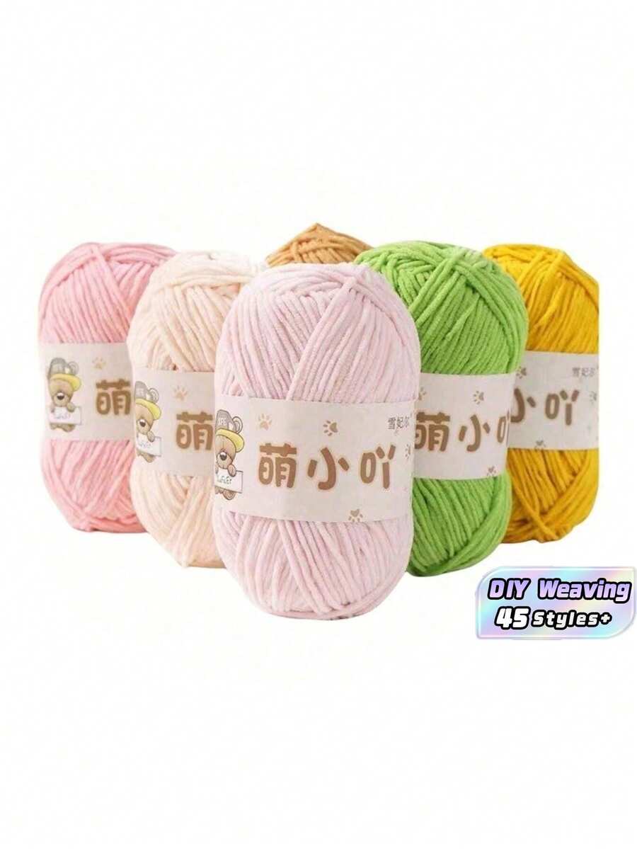 Sợi Chenille mờ, chỉ làm búp bê, chất liệu đan móc thủ công, sợi sọc băng nhỏ. - 1 chiếc - Xem 1