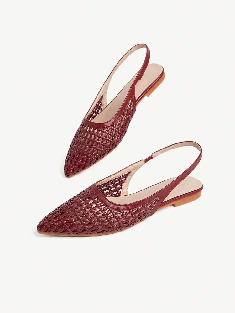 CUCCOO CHICEST Ladies Pointed Real Woven Splicing Daily Travel Casual Versatile Fashion Sandals Flat Summer Shoes