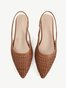 CUCCOO CHICEST Ladies Pointed Real Woven Splicing Daily Travel Casual Versatile Fashion Sandals Flat Summer Shoes - Light brown - View 1