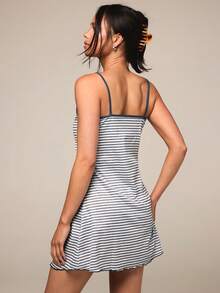 Athîral 女士经典条纹简约睡袍家居服 - 白色 - 查看 2