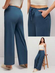 Quần dài mặc nhà dành cho nữ - Màu xanh lam - Xem 2