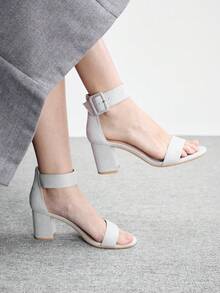 CUCCOO BIZCHIC Giày nữ giả da lộn gót chunky quai ngang mắt cá chân cho mùa hè, giày cao gót tốt nghiệp, giày cao gót dự tiệc, giày đi nghỉ mát, giày hè đi học, giày sinh viên, giày cơ bản thanh lịch, giày công sở thường ngày, giày công sở sang trọng, giày mùa xuân, giày nghỉ xuân, giày lễ Phục sinh, giày mùa xuân - Màu Xám nhạt - Xem 2