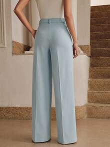 Refreshing Summer Beach Style High-End Beaded & Sequin Ocean Creature Embellished Wide Leg Blue Pants - Blue - View 2