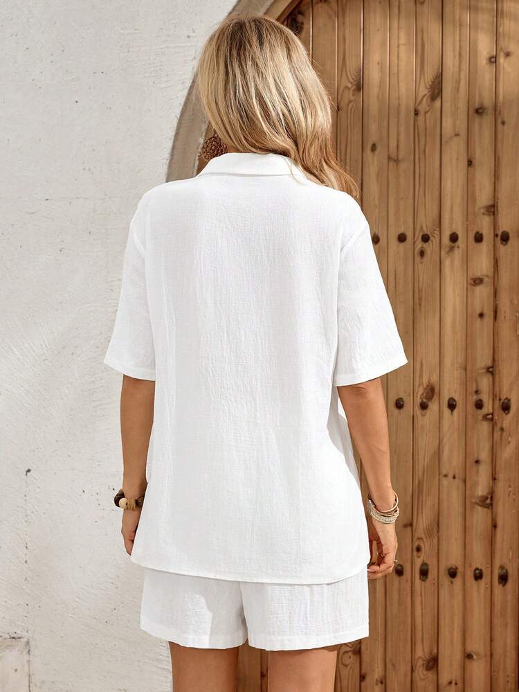 Women's Summer Casual All White Top Shorts 2 Pieces Set Outfits For Women Vacation Outfits Casual Sets For Women Holiday Outfits Women Outfits For Women Outfit Set Two Piece Set For Women Casual Sets For Women Short Sets For Women Matching Sets For Women Sets Women's Two Piece Sets Cotton Women's Clothing