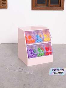 1PC Miniature Cute Drawer Style Snack Storage Rack - Dollhouse Mini Supermarket Shelves & Organizer, Tiny Food Display Stand For Fairy Garden, Dollhouse Accessories, Boho Miniature Decor, Collectible Toy For Model Lovers - Multicolor - View 1