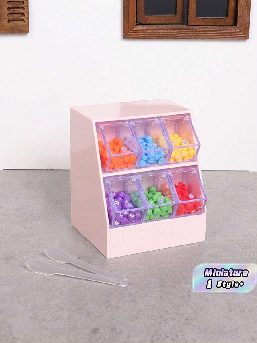 1PC Miniature Cute Drawer Style Snack Storage Rack - Dollhouse Mini Supermarket Shelves & Organizer, Tiny Food Display Stand For Fairy Garden, Dollhouse Accessories, Boho Miniature Decor, Collectible Toy For Model Lovers - Multicolor - View 1