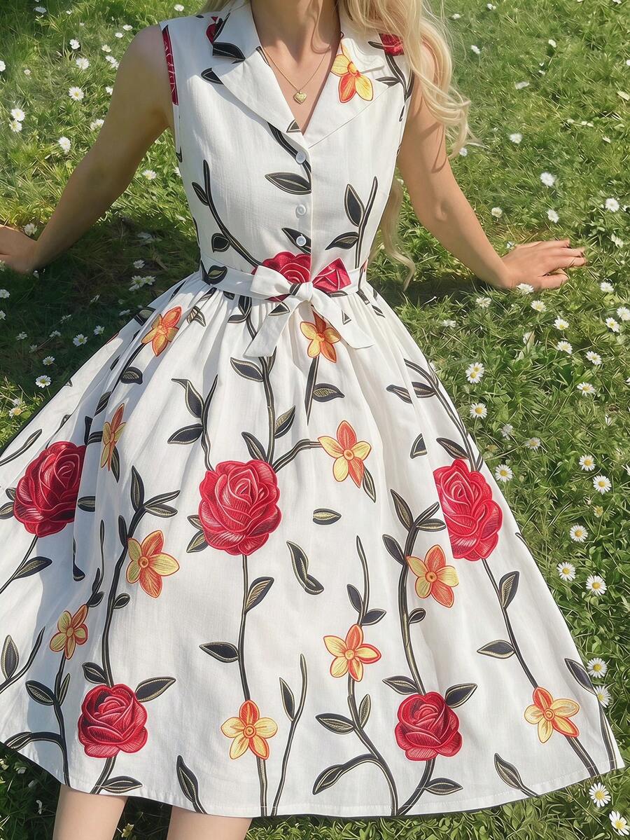 Váy không tay in hoa dành cho thiếu nữ - Nhiều màu - Xem 1