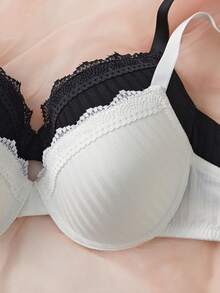 Set de 2 piezas de sujetador y braga de mujer con encaje y parches sexy - Multicolor - Ver 3