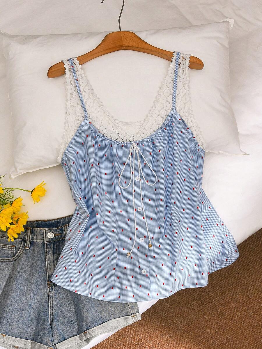 CosyJoli Áo không tay cỡ lớn dành cho nữ, áo tank top nữ kiểu dáng thường ngày, áo camisole màu xanh dương, áo vest mùa hè mới, trang phục thường ngày cho thiếu nữ. - Màu xanh lam - Xem 1
