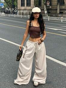 Women's Color-Blocked Parachute Pants For Spring And Summer Outings And Concerts - Apricot - View 4