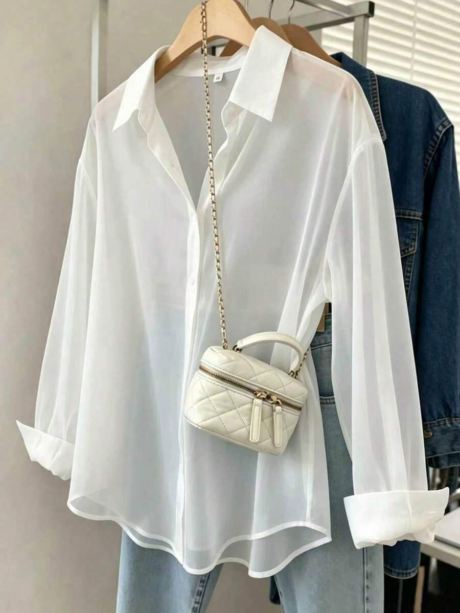 少女条纹轻薄防晒衫,春夏款,假日旅行 - 白色 - 查看 1