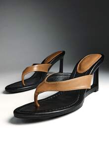 Solezae Sandal đế xuồng quai chữ T thanh lịch, sang trọng dành cho nữ. - Màu nâu  Mocha - Xem 5