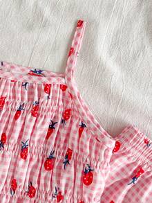 Vintaside Kids 女童春夏无袖数码印花吊带背心搭配简约时尚长裤套装,适合户外休闲、度假、海滩玩耍或日常公园散步。 - 粉色 - 查看 8