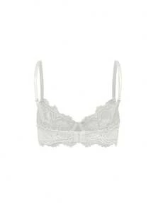 ROMWE Goth Floral Lace Underwire Triangle Cup Bra - White - View 2