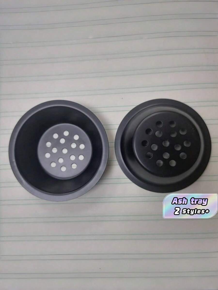 2件套黑色电镀圆盘,适用于香炉、炭炉配件、香薰工具、家居装饰、烟灰缸套装 - 金色 - 查看 1