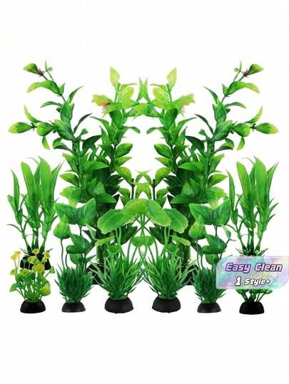 10PCS Green Aquarium Accessories Plants, Fish Tank Decoration, Plastic Plants For Aquarium Decor