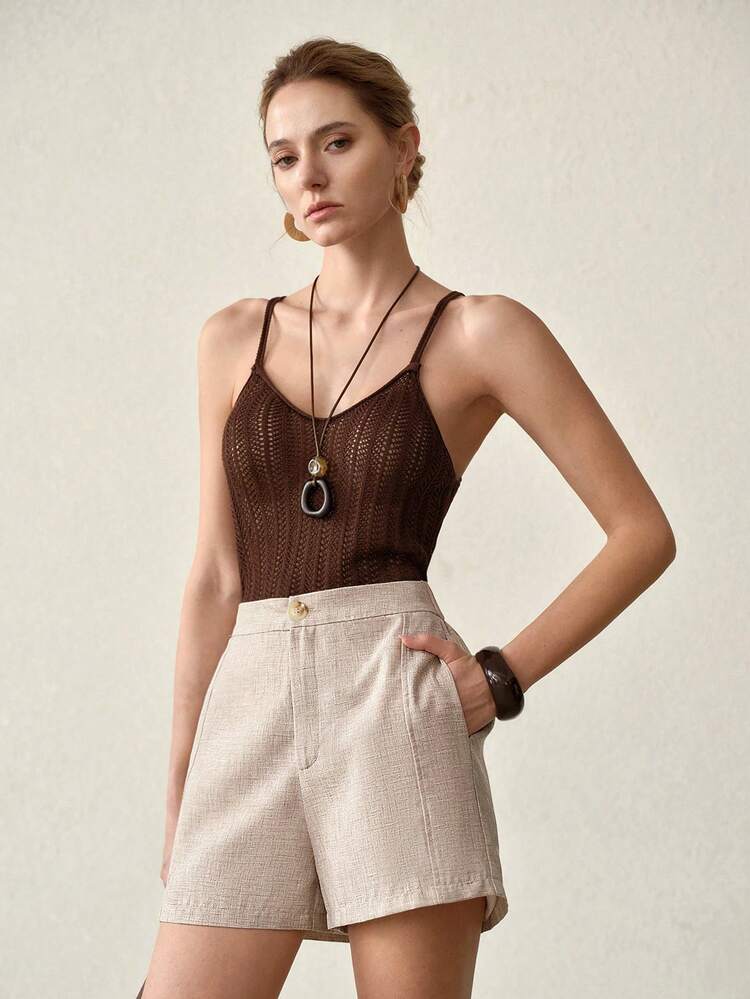 WOMEN'S SOLID COLOR LINEN-LIKE ALL-MATCH VERSATILE SHORTS