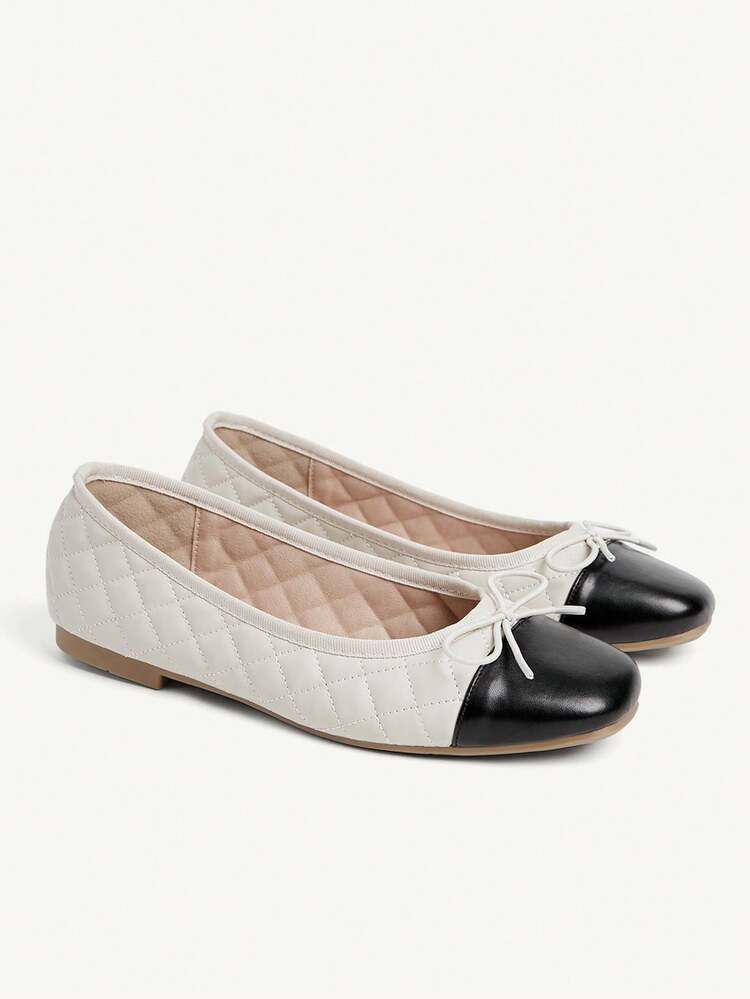CUCCOO CHICEST Women Shoes Women's Flat-Soled Shoes Spring And Summer Comfortable Soft-Soled Rhombus Splicing Low Heel Low Vamp Commuting Versatile Multi-Color Matching Daily Work Dating Shoes