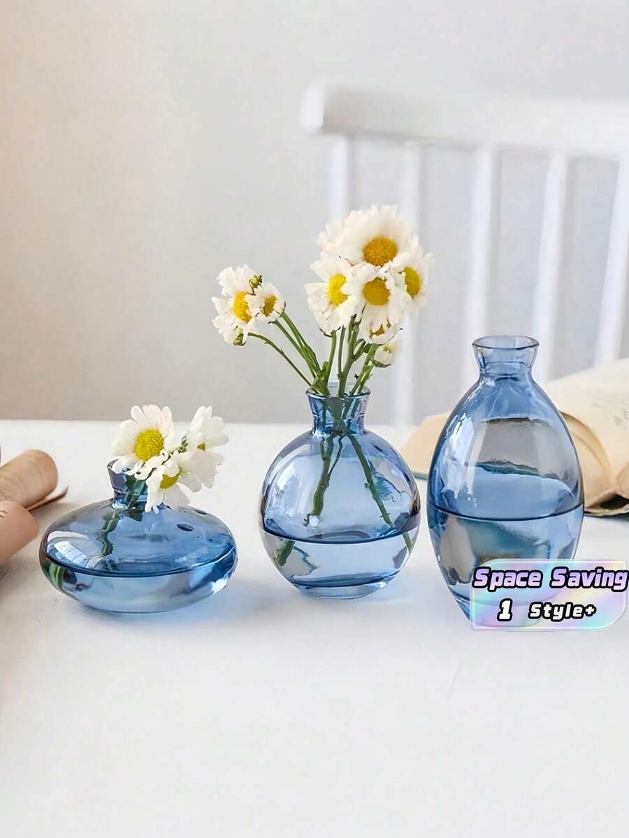 1 set modern minimalistisk mini-glasvas transparent kreativ hydroponisk blombehållare för vardagsrumsinredning - A - Visa 1