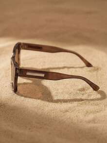 Arave Square Frame Boho Retro Fashion Glasses Casual Shades Beach Accessories Beach Accessories For Women Glasses Shades For Summer Beach Vacation,Outdoor,Travel Temple Decoration Casual Style Rectangle Frame For Going Out Outfit,Back To School - Coffee - View 5