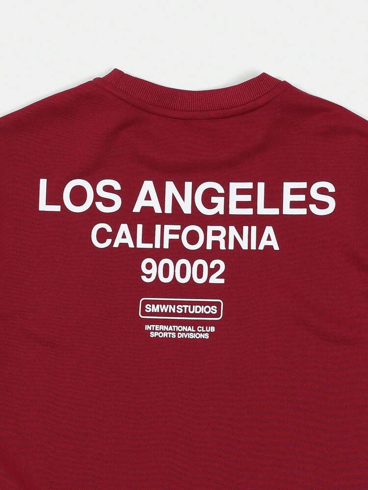 Los Angeles California Zip Code Printed Burgundy T-Shirt And Shorts Casual Summer Co-Ord Set