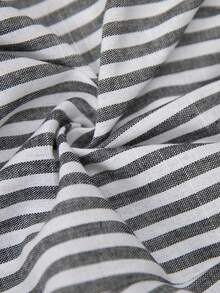 SHEIN PETITE CURVE 大码条纹印花扭结口袋休闲阔腿短裤 - 彩色 - 查看 8