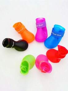 Bộ 4 đôi ủng đi mưa chống thấm nước cho thú cưng, giày cao su chống trượt cho chó nhỏ, chó con và mèo, phụ kiện bảo vệ chân cho thú cưng khi ra ngoài. - Nhiều màu - Xem 6