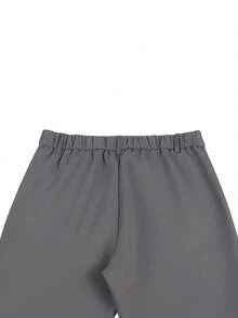 Manfinity Homme 男士纯色西裤、男士修身正装裤、男士弹力正装裤、男士灰色礼服正装裤 - 深灰色 - 查看 6
