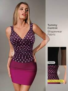 Nuvra Áo hai lớp 2 trong 1 chấm bi gợi cảm dành cho nữ, kiểu áo hai dây mảnh, áo tank top ôm sát buộc dây cho mùa hè - Nhiều màu - Xem 1