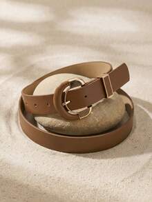 Letter Buckle Belt Summer, School Fall, Autumn, Halloween - Brown - View 5