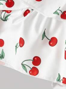 SHEIN MOD MOD休闲低腰格子修身荷叶边女士超短裤返校季服装女士蓝白平角短裤简约日常 - 紅白色 - 查看 4