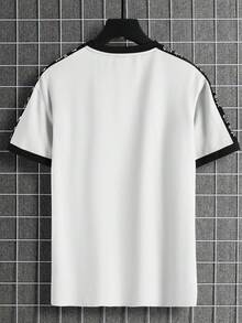 Manfinity Homme 男士撞色字母印花休闲百搭日常穿着T恤 - 白色 - 查看 2