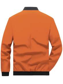 Manfinity Homme Jaket Pria Kasual Sehari-hari dengan Lapisan Termal dan Resleting - Jeruk - View 6