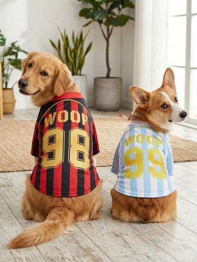PETSIN 1pc Color Blocked Digital Ball Size Pet T-Shirt, Gentle, Breathable And Comfortable Pet Clothing