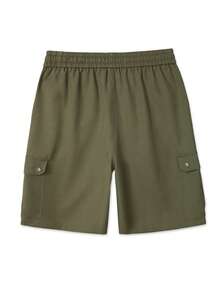 Manfinity Homme Men's Mature Casual Military Green Cargo Pocket Shorts, Spring/Summer, Holiday - Green - View 2