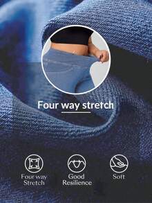 Flexra Celana Pendek Denim Kasual Musim Panas Ukuran Besar dengan Desain Cuci Rusak Warna Biru Tua Lembut untuk Pemakaian Sehari-hari Celana Pendek Wanita Ukuran Besar - Biru - View 7