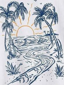 Young Boy Casual Cartoon Pattern Short Sleeve Round Neck T-Shirt, Suitable For Summer Outfits Y2k Vacation Tendencias Ss26 Streetwear Burgundy Holiday Vintage Boho Festival Gras Party Cute Birthday Boys Modest Casual Cozy Beach Summer Tshirts T-Shirt With Graphic Print Palm Tree T-Shirt Beach Beach T Shirt Summer T-Shirts Kids T-Shirts Graphic T Shirt T Shirt For Kids Graphic Tees Boys Young Boys Clothes - White - View 7