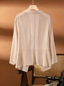 SHEIN Clasi Áo khoác cardigan voan thoáng khí dáng rộng dành cho nữ cỡ lớn - Màu be - Xem 2