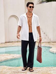 Mercer Haus Men's Solid Color Lightweight Linen Pants, Comfortable For Summer, Suitable For Beach, Casual, Sports - Black - View 8