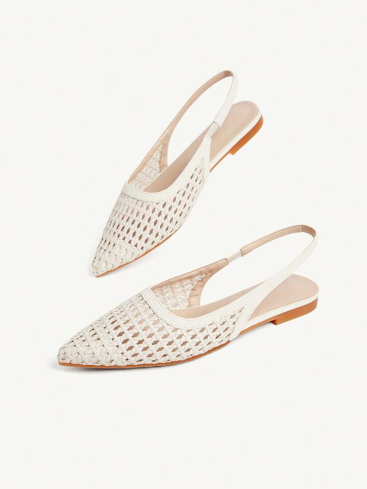 CUCCOO CHICEST Ladies Pointed Real Woven Splicing Daily Travel Casual Versatile Fashion Sandals Flat Summer Shoes