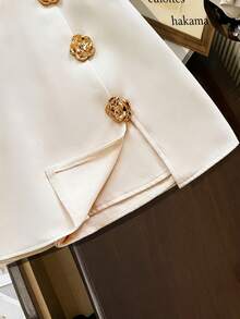 Franclia Quần short/váy/quần ống rộng/quần lửng nữ thời trang, thoải mái, đa năng, chất liệu co giãn mềm mại, cạp cao, xẻ tà, thích hợp cho mùa xuân/thu, hè, trang trí hoa kim loại, trang phục hè cho nữ, quần áo mùa hè, mùa hè - Màu be - Xem 3