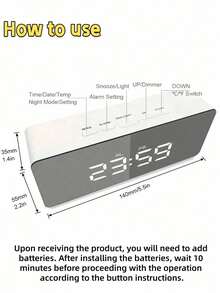 Đồng hồ báo thức LED đa chức năng hiện đại, Đồng hồ kỹ thuật số nhỏ có màn hình gương, Hiển thị nhiệt độ độ ẩm ngày tháng, Độ sáng có thể điều chỉnh, Cho phòng ngủ, bàn làm việc, Kệ văn phòng, Đồ dùng trang trí nhà tối giản thiết yếu - Nhiều màu - Xem 12