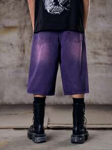 Skyrend Men's Simple Purple Casual Denim Shorts - Purple - View 2
