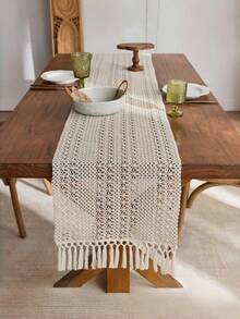 1 Tấm trải bàn phong cách Boho bằng macrame để trang trí nhà cửa, màu kem và nâu, có tua rua, thích hợp cho phòng ăn, phòng ngủ, phòng khách, tiệc cưới mộc mạc, trang trí nhà nông thôn, lót ly, trang trí nhà cửa dịp Lễ Tạ ơn và Giáng sinh (Nhiều kích cỡ khác nhau) - Màu trắng - Xem 8