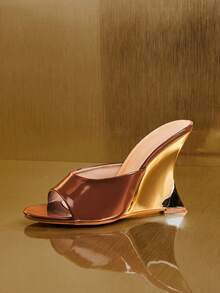 SHUZIA 畅销款女士坡跟拖鞋 - 棕色 - 查看 2