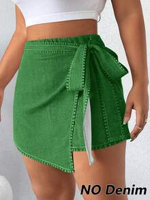 SHEIN Elenzya Quần short mùa hè dáng rộng, thoải mái, có dây rút. - màu xanh lá - Xem 4