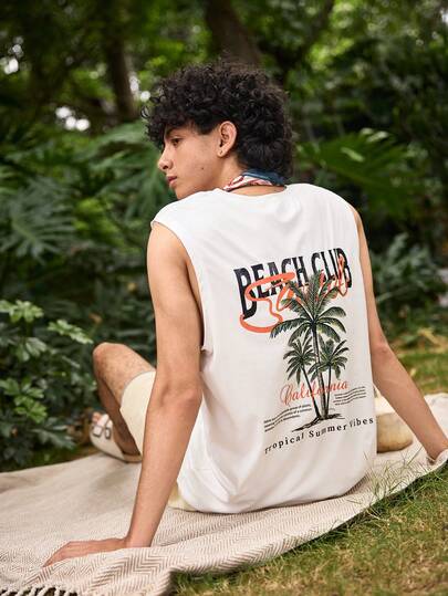 Open Phase Coastal | 男士休闲加州海滩度假印花无袖背心 | 适合夏季穿着 | 舒适透气 | 时尚