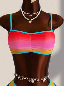 Zestiva Women's Ombre Detachable Strap Bikini Two Pieces Swimwear Set, Suitable For Beach & Holiday - Multicolor - View 4