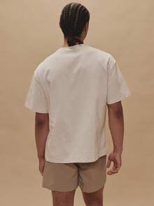 Musero Oversized Crew Neck Short Sleeve Large Front Chest Embroided "LATE CHECKOUT" Patch Detailing Spring Summer Essentials Holiday - White - View 2